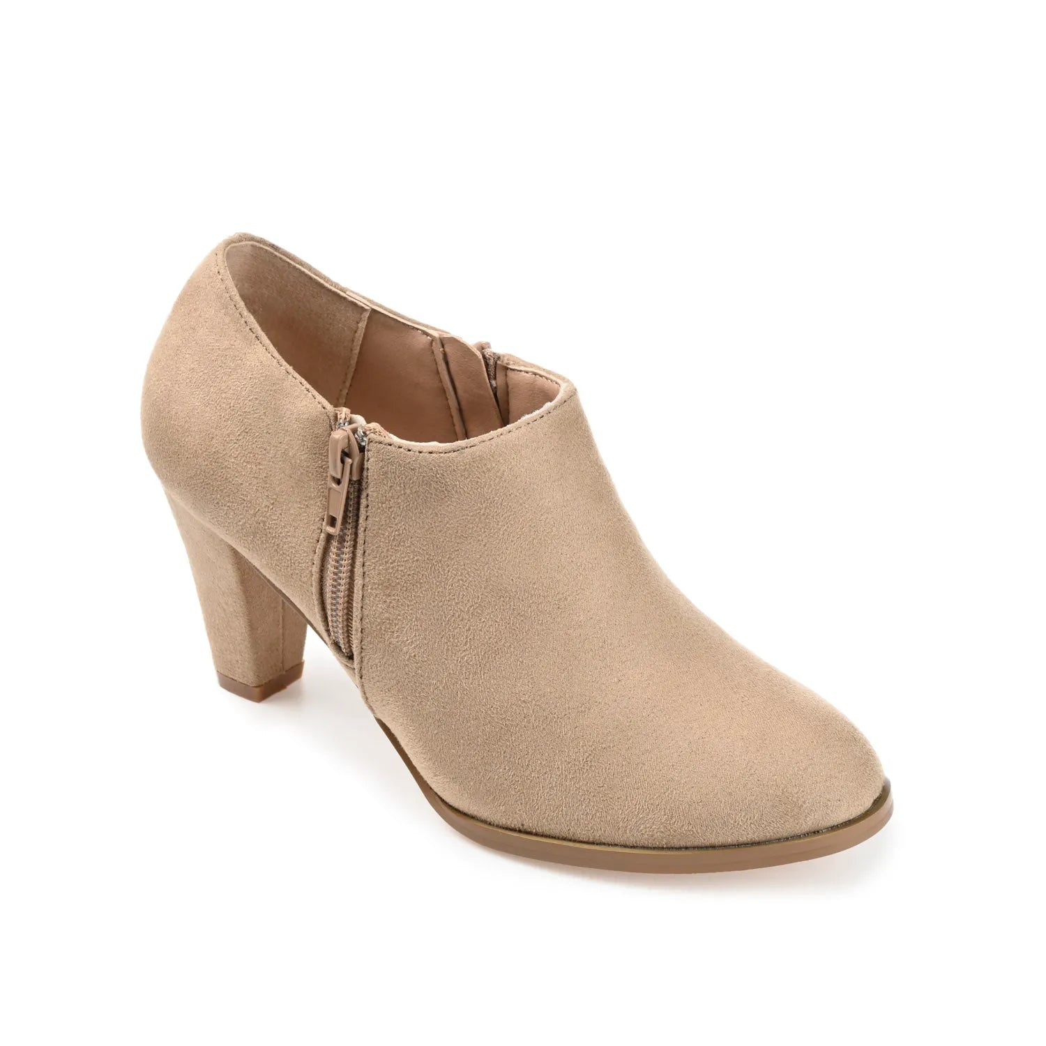 SANZI Wide Zip-Up Booties in Taupe