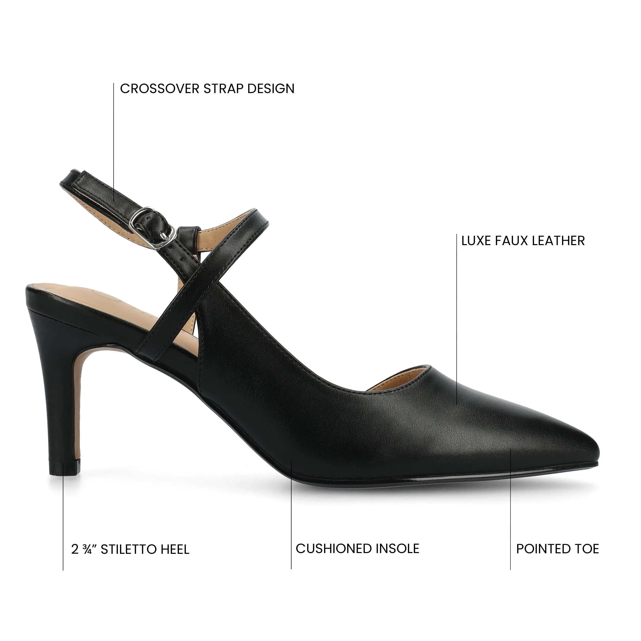 Scipio Crossover Ankle Strap Pumps - Black