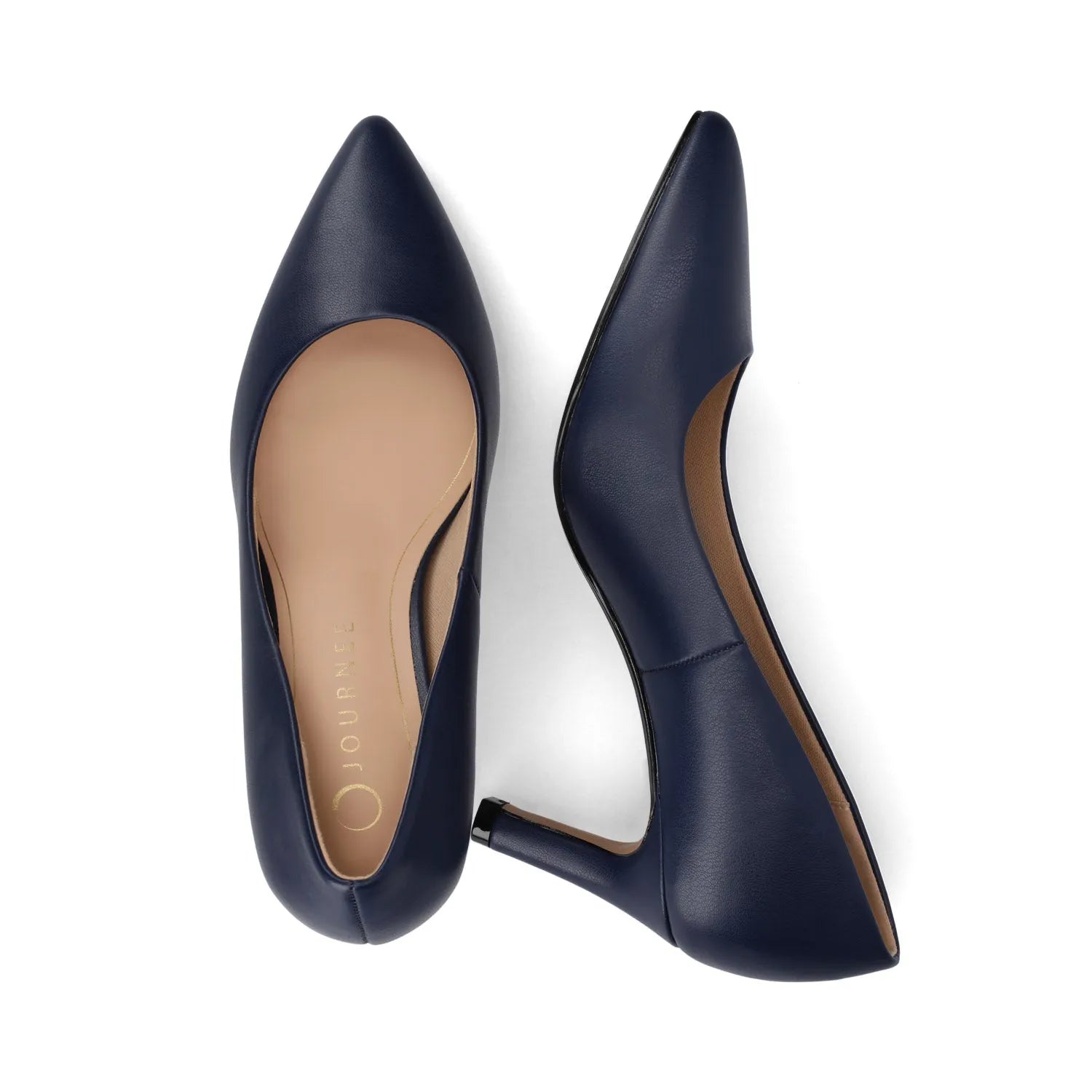SCYLEE Stiletto Pump Heels in Vegan Leather - Navy