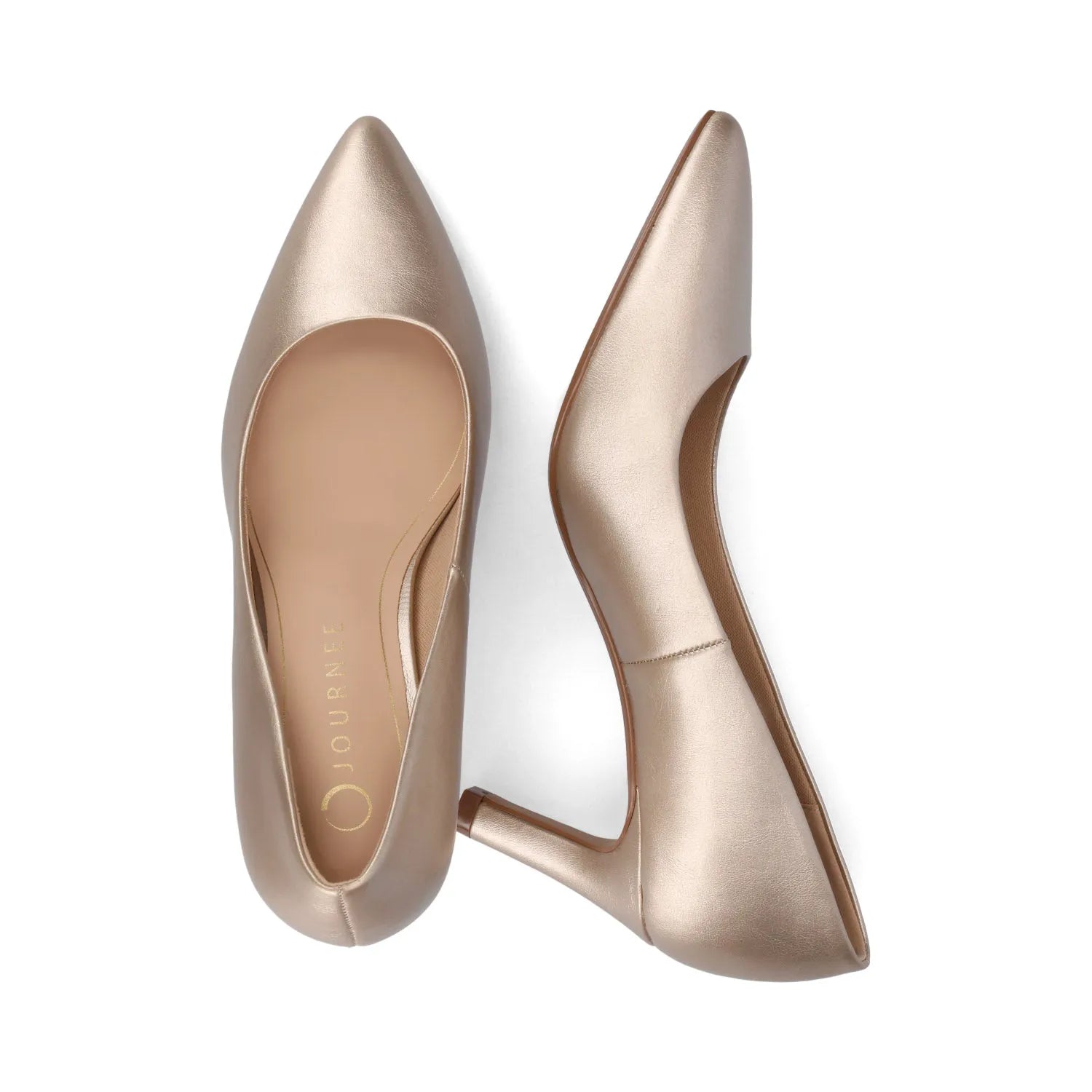 SCYLEE Wide-Fit Leather Stiletto Heels in Champagne PU