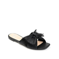 SERLINA Pleated Slide Sandals in Foil - Black