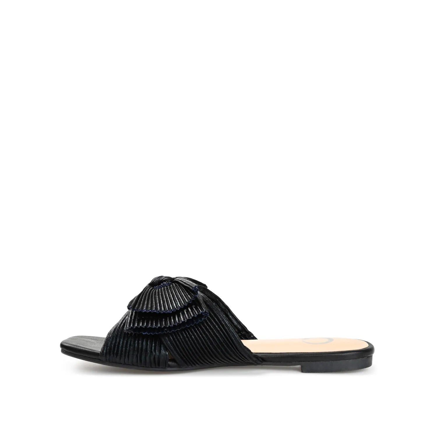 SERLINA Pleated Slide Sandals in Wide - Black