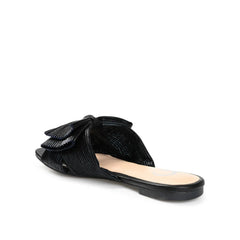 SERLINA Pleated Slide Sandals in Foil - Black