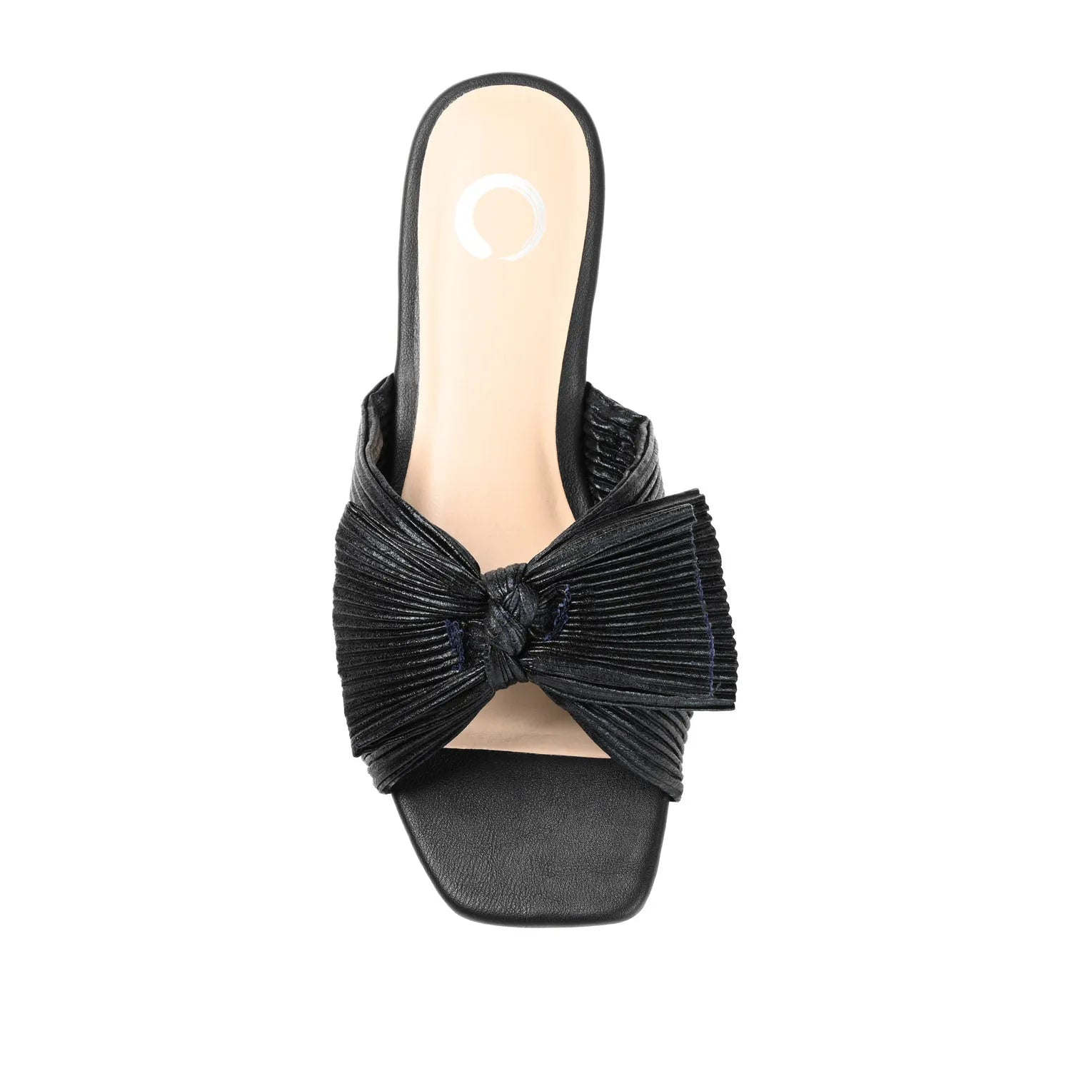 SERLINA Pleated Slide Sandals in Foil - Black