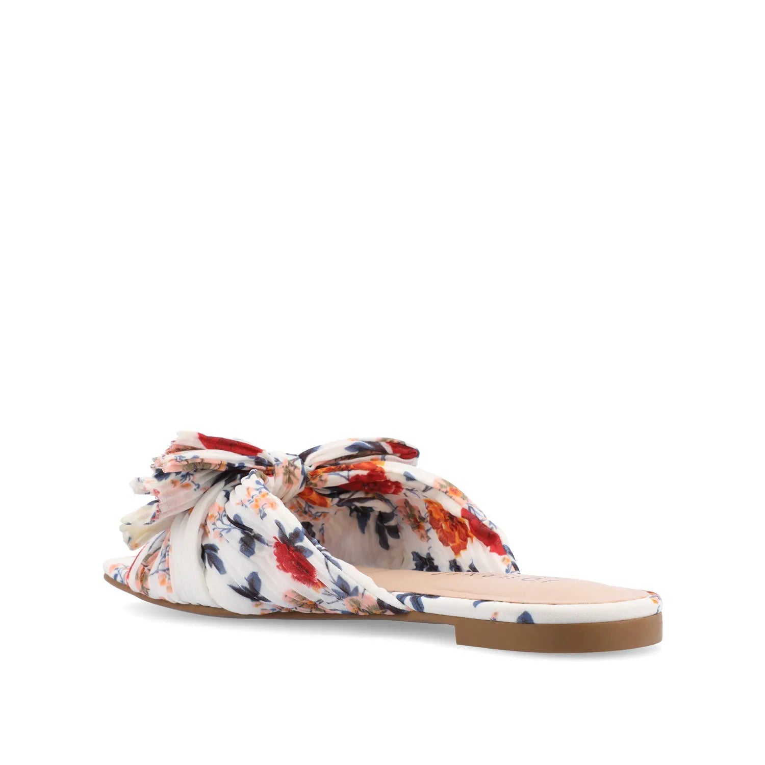SERLINA Pleated Slide Sandals in Foil - Dark Floral Fabric