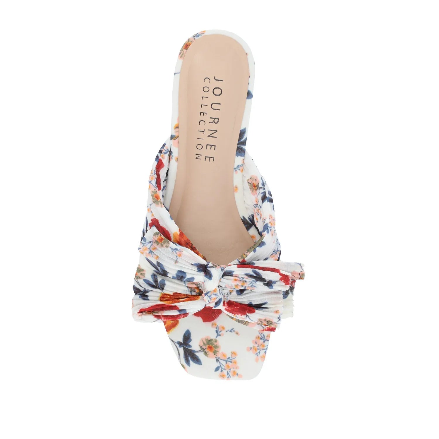 SERLINA Pleated Slide Sandals in Foil - Dark Floral Fabric