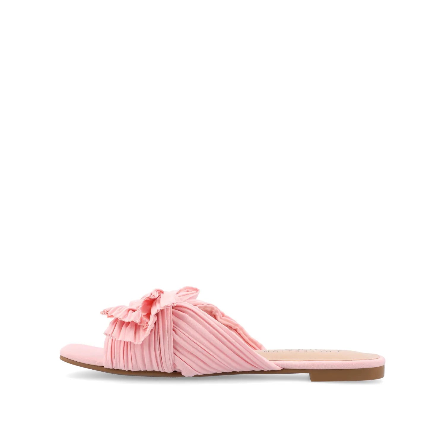 SERLINA Pleated Slide Sandals in Foil - Pink
