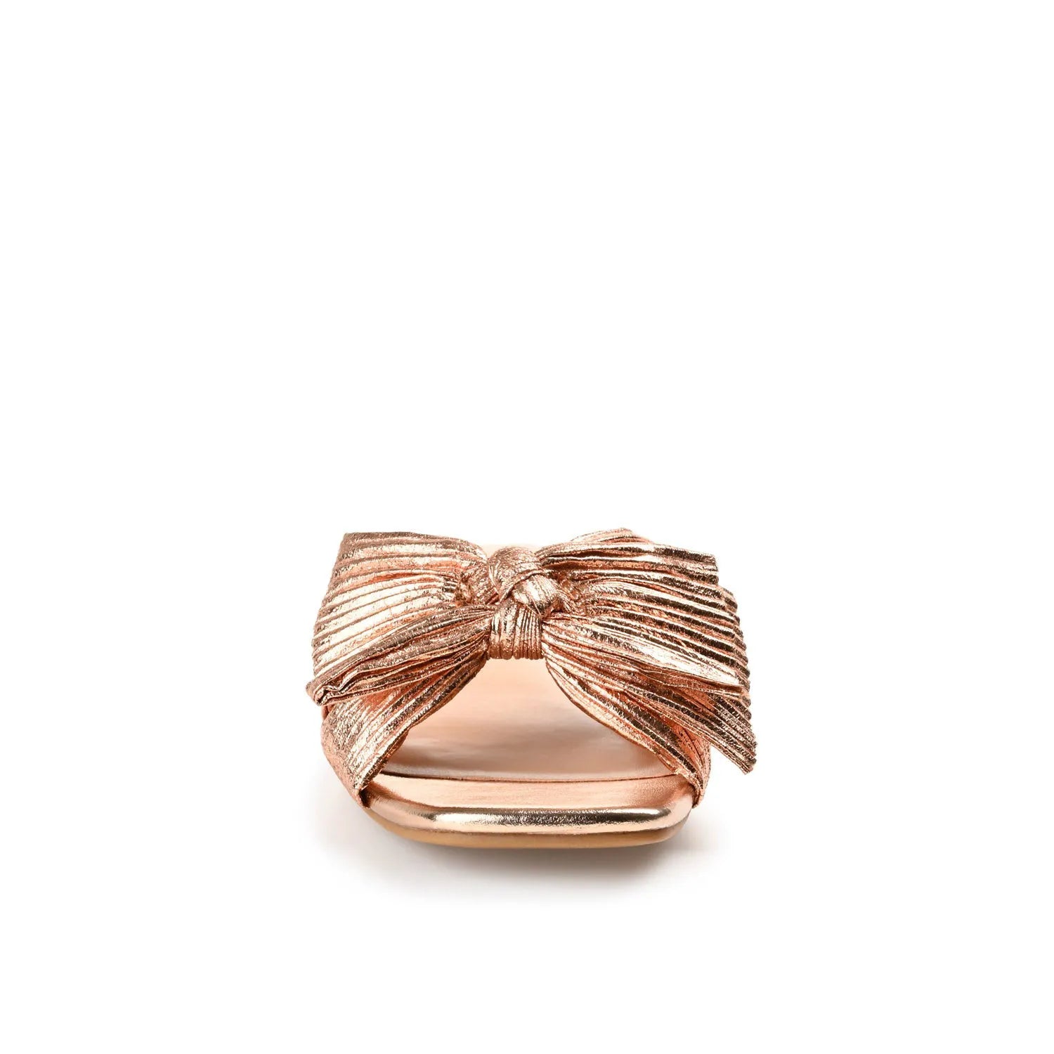 SERLINA Pleated Slide Sandals in Foil - Rose Gold PU