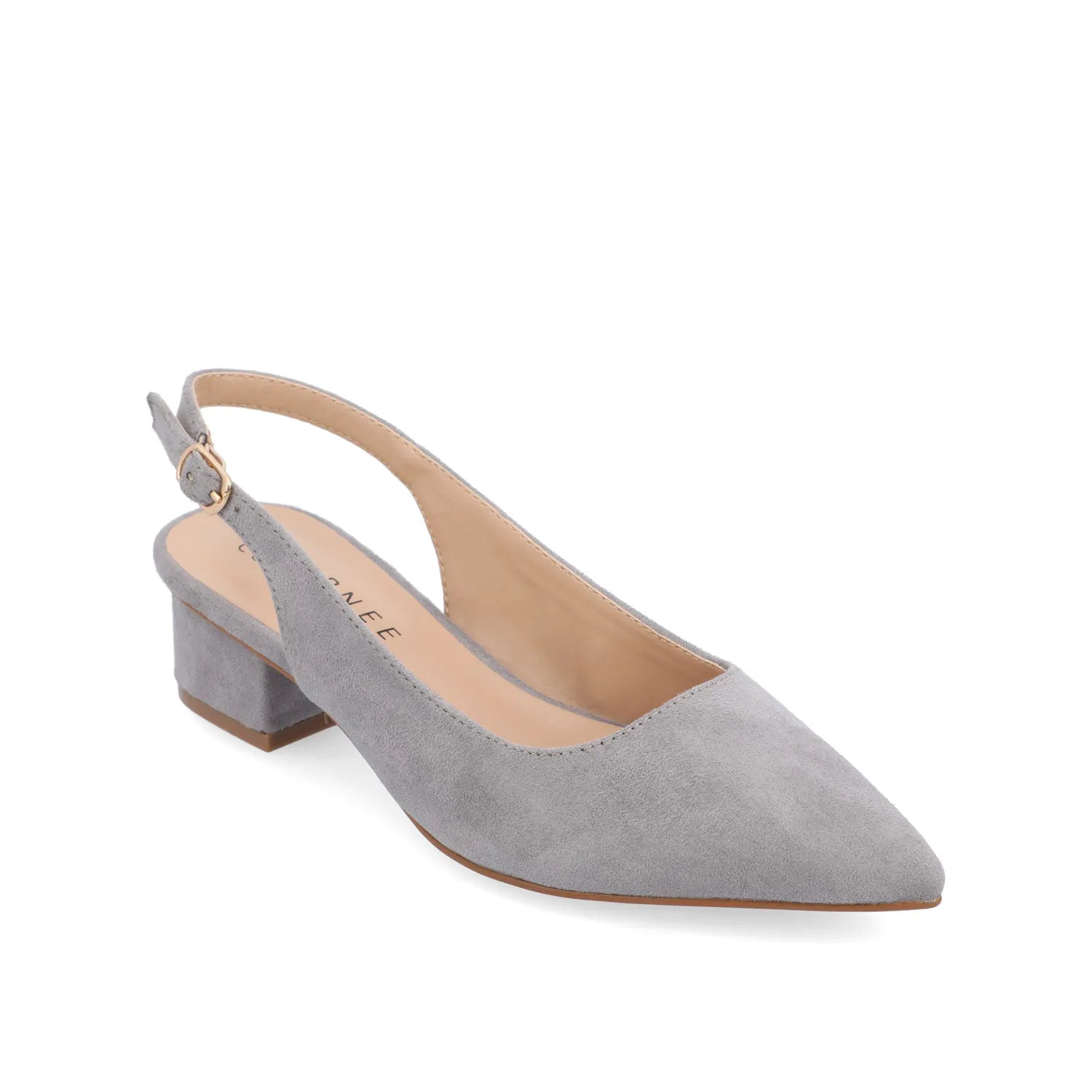 Sylvia Low Block Heels in Wide - Grey