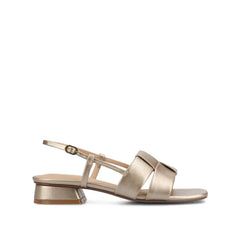 Tabatha Low Block Heels in Vegan Leather - Wide Fit (Champagne)