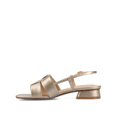 Tabatha Low Block Heels in Vegan Leather - Wide Fit (Champagne)