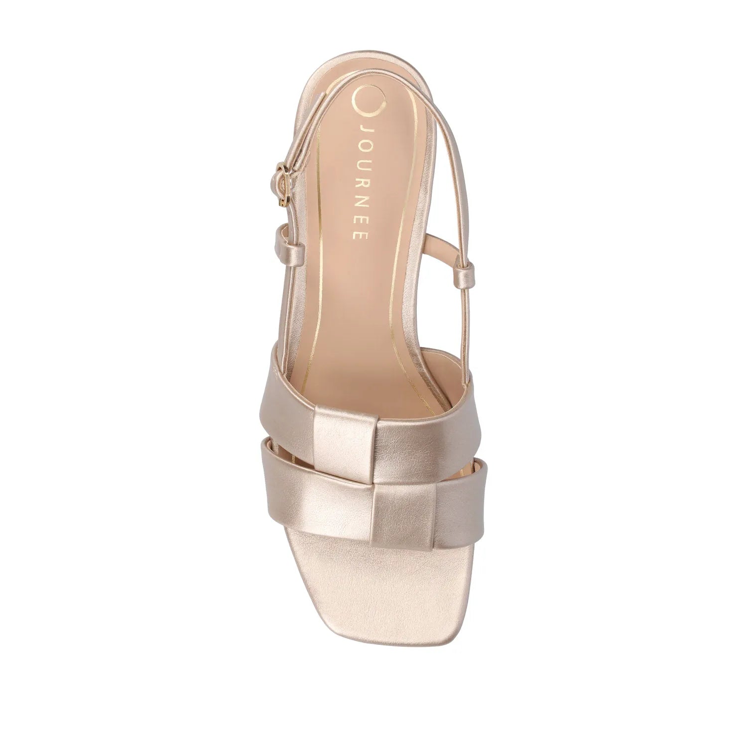 Tabatha Low Block Heels in Vegan Leather - Champagne