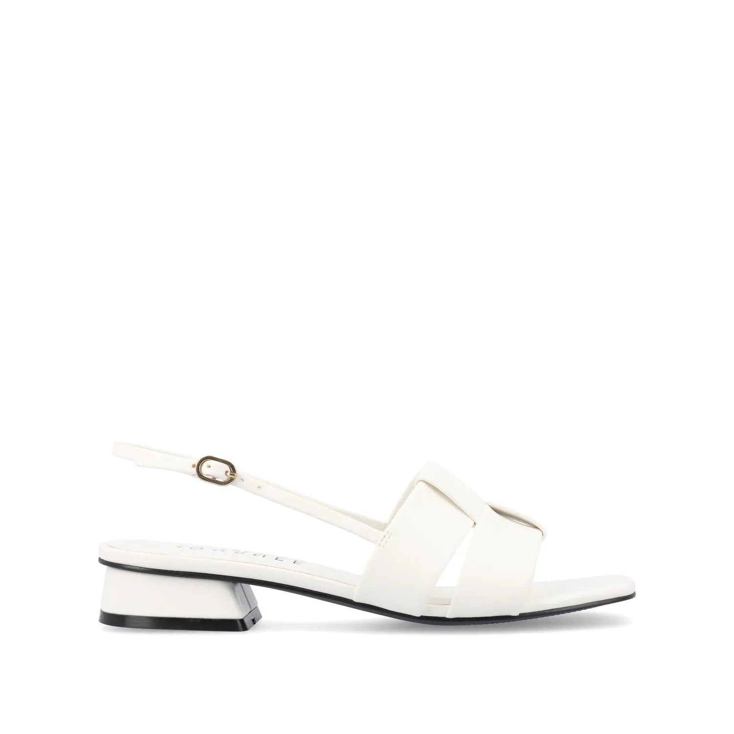Tabatha Low Block Heels in Vegan Leather - White
