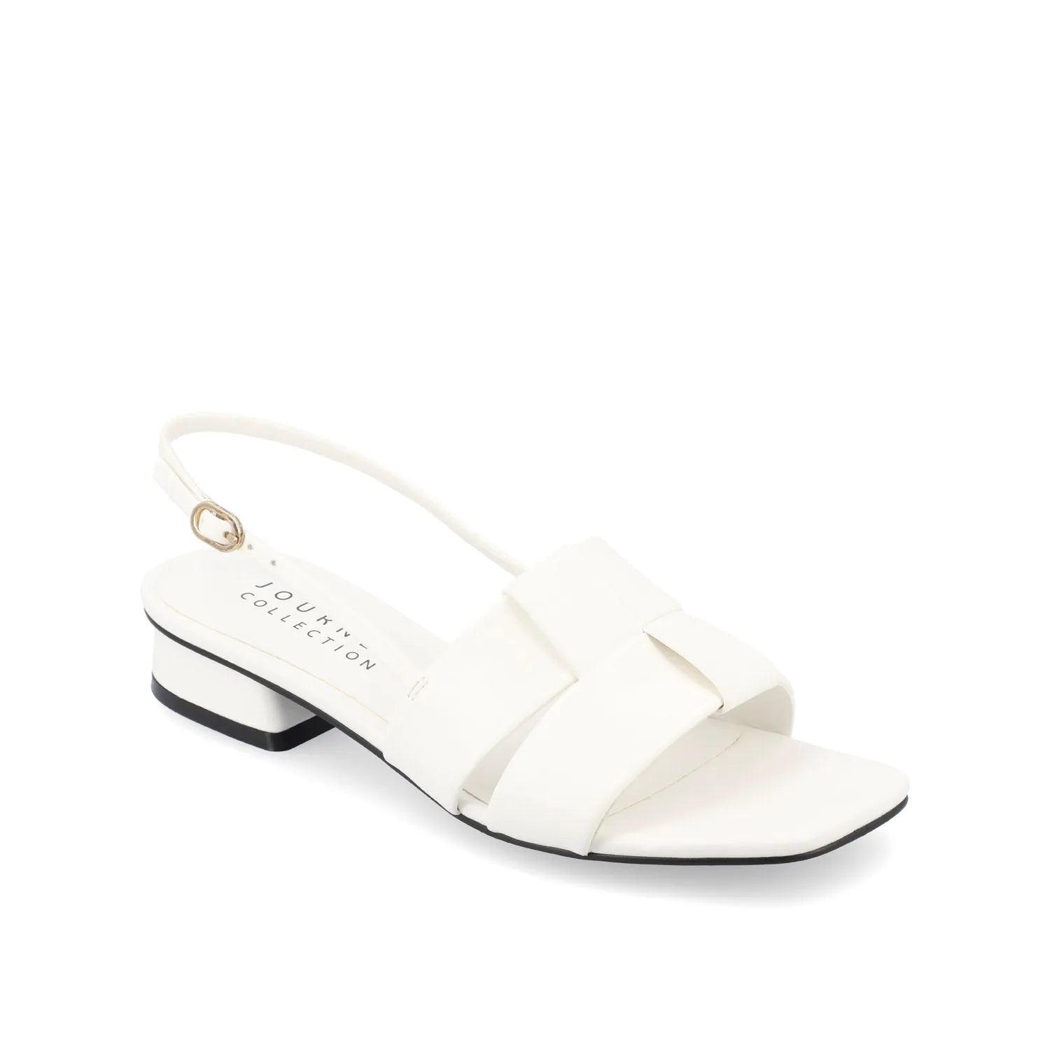 Tabatha Low Block Heels in Vegan Leather - White