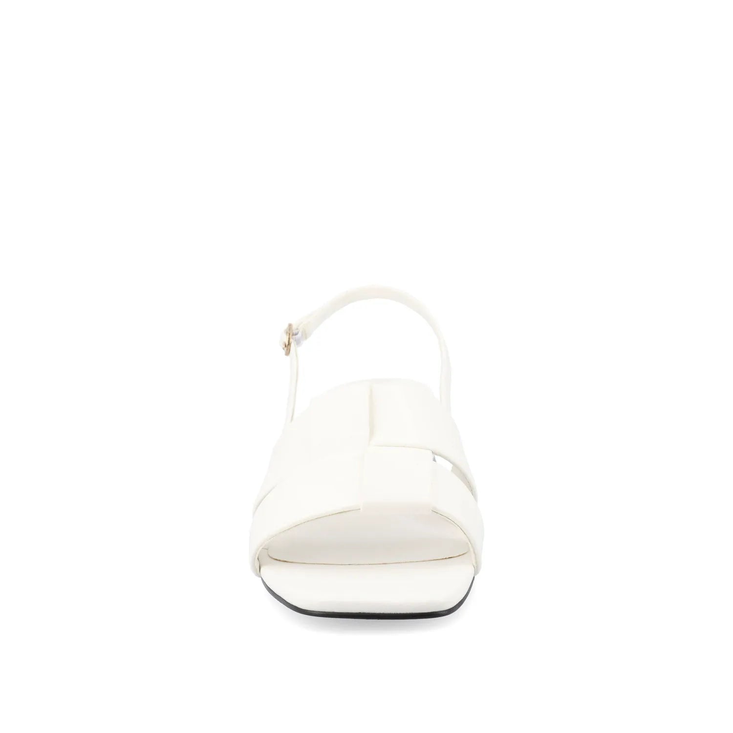 Tabatha Low Block Heels in Vegan Leather - White