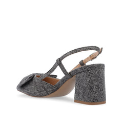 Tailynn Slingback Block Heels in Charcoal Linen Fabric