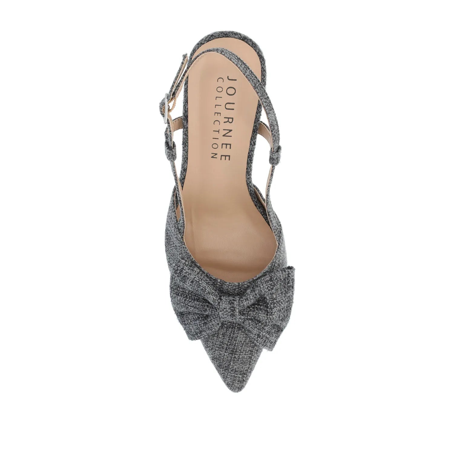 Tailynn Slingback Block Heels in Charcoal Linen Fabric