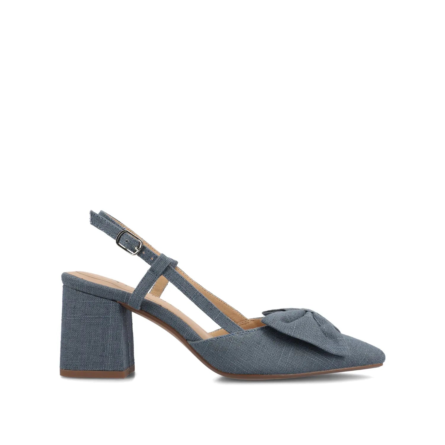 Tailyynn Slingback Block Heels in Statement Denim