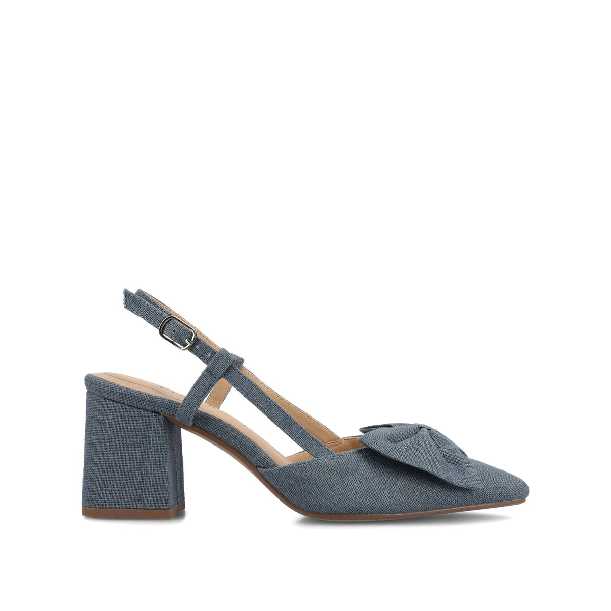 Tailyynn Slingback Block Heels in Statement Denim