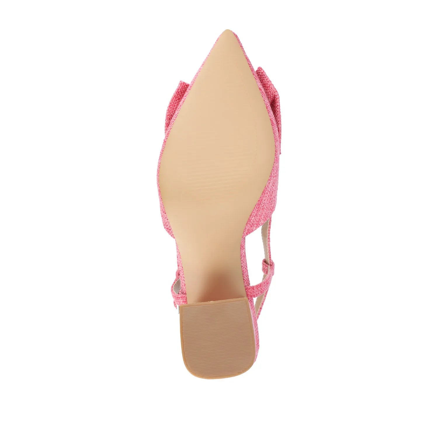 TAILYNN SLINGBACK BLOCK HEELS IN FABRIC - Pink Linen