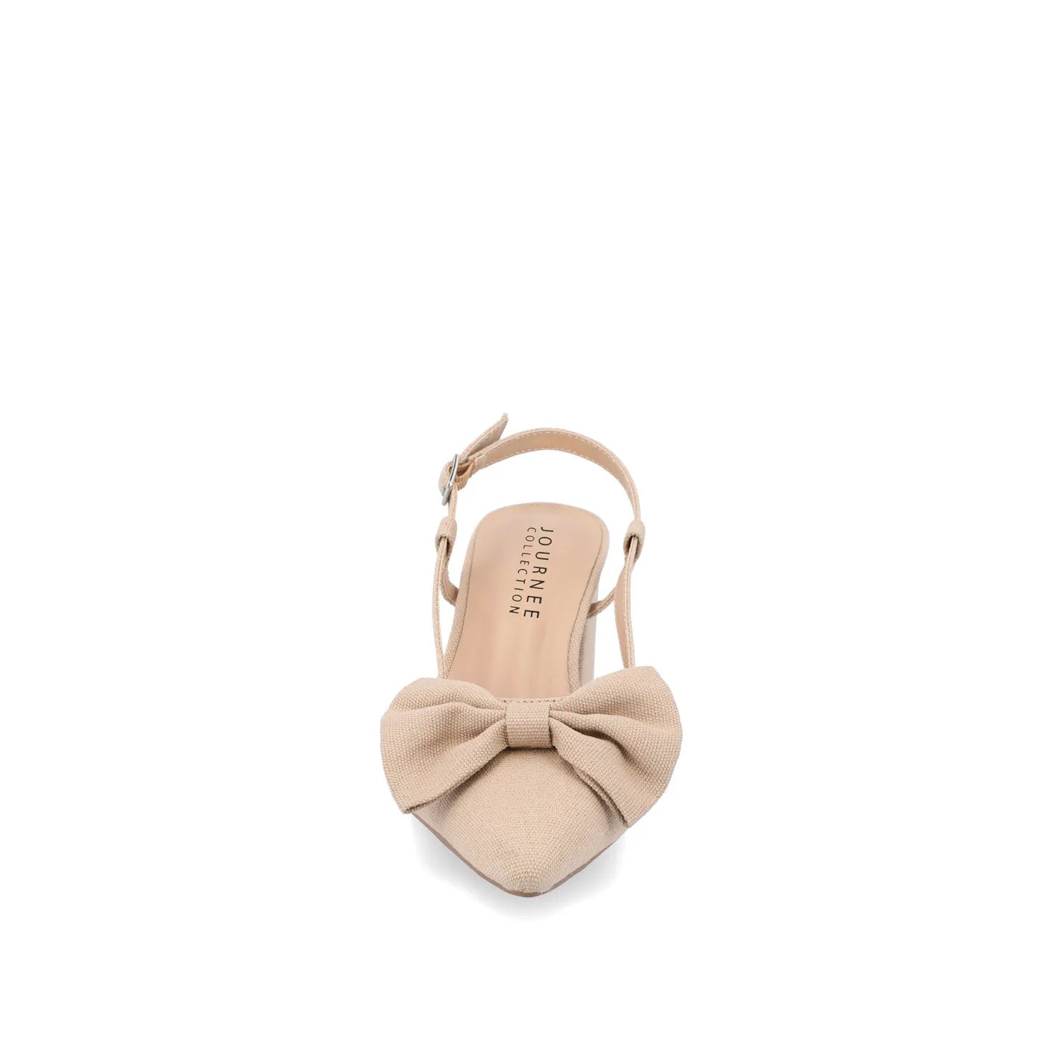 TAILYNN Wide Block Heel Pumps in Tan Beige Fabric