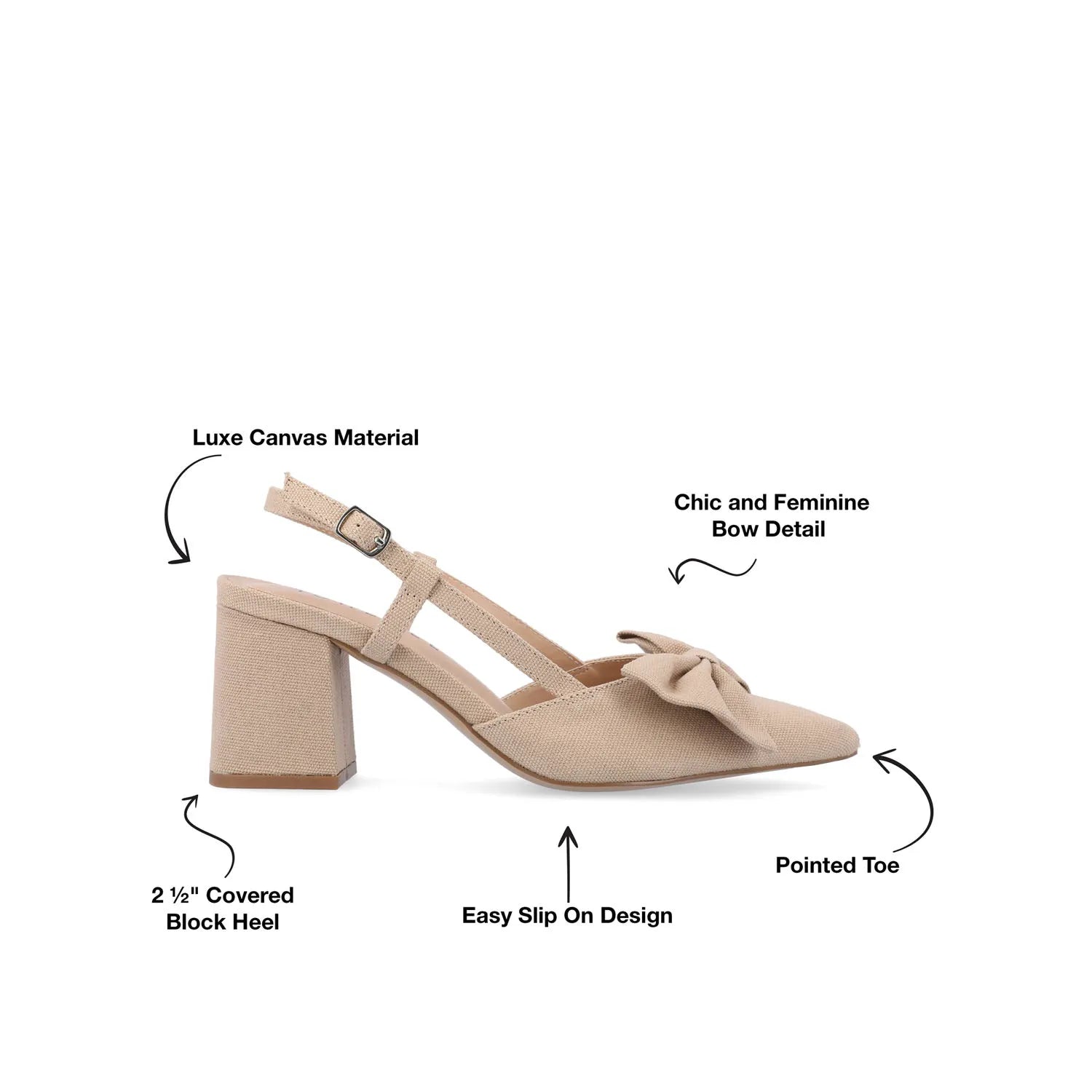 TAILYNN Wide Block Heel Pumps in Tan Beige Fabric