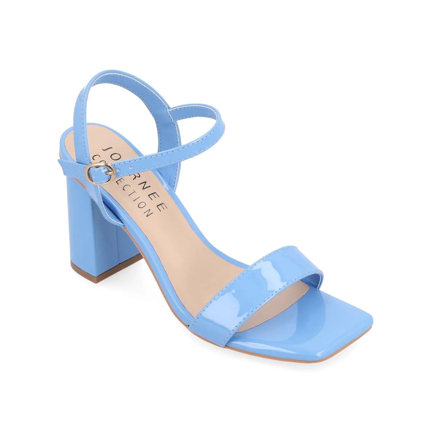 Tivona Strappy Block Heels in Vegan Leather - Blue