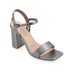 Tivona Strappy Block Heels in Vegan Leather - Pewter