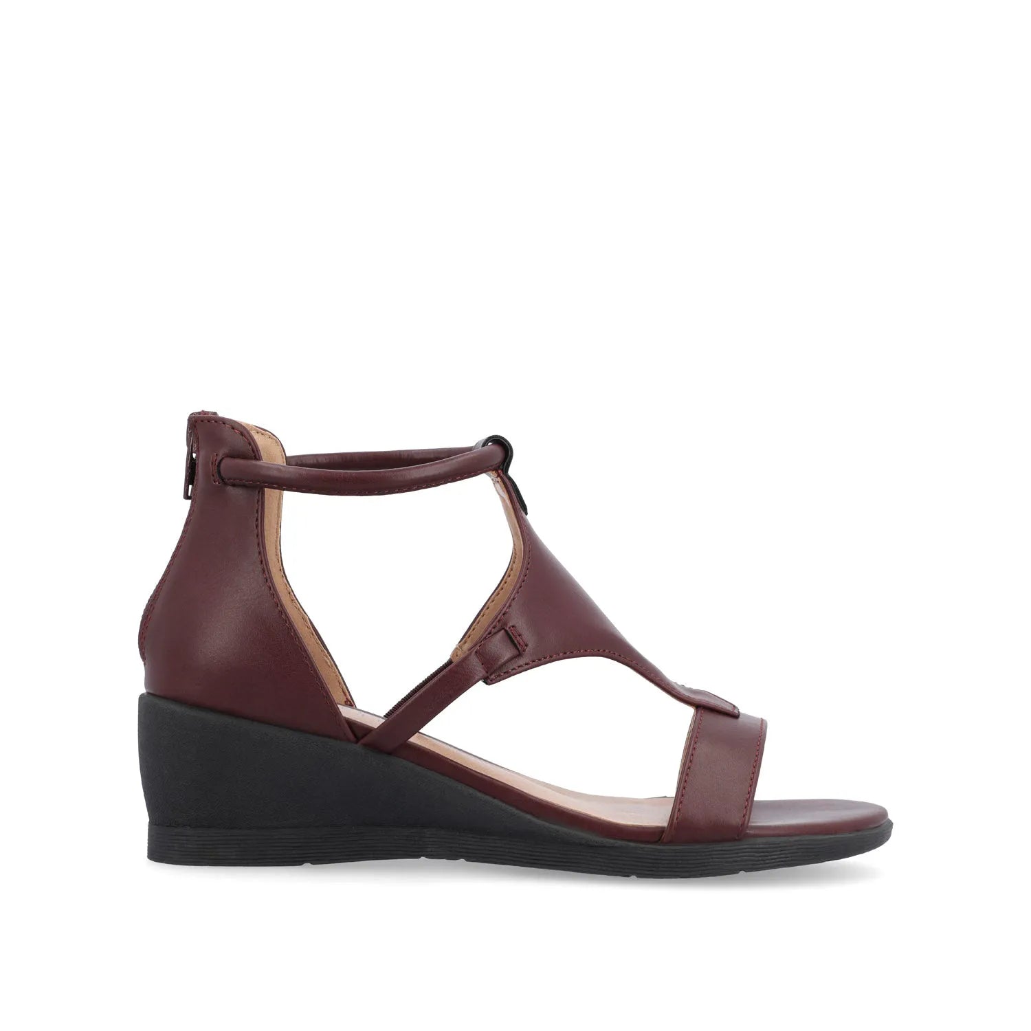 Trayle Wedge Gladiator Sandals in Wide - Wine PU