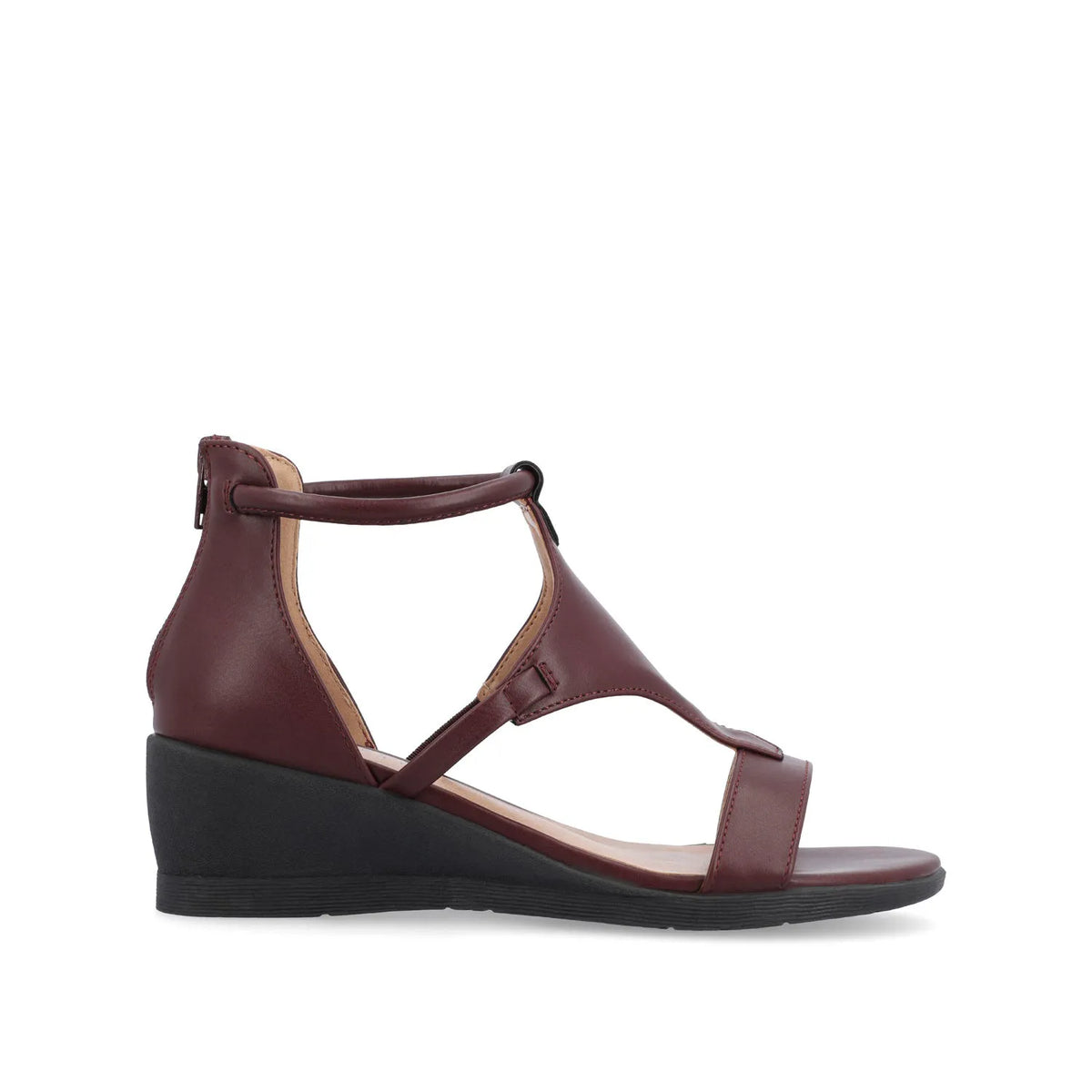 Trayle Wedge Gladiator Sandals in Wide - Wine PU