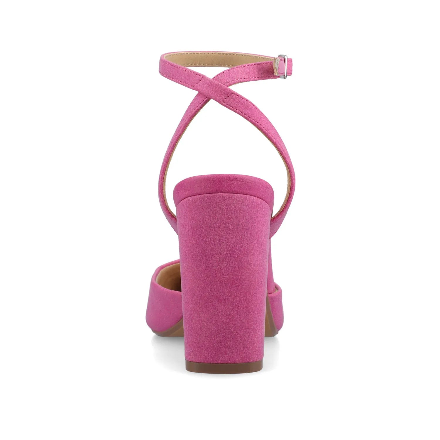 TYYRA Wide Block Heels in Faux Suede - Hot Pink