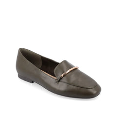 Wrenn Loafer Flats in Vegan Leather - Olive