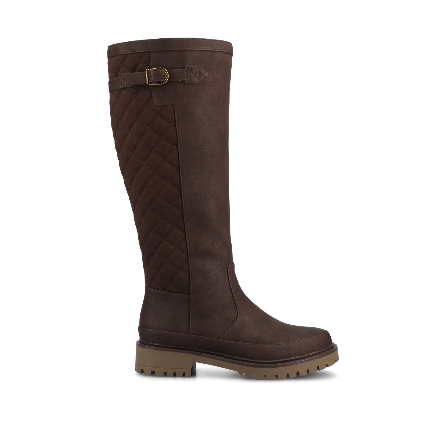 ZEMMIE Wide-Calf Quilted Boots in Vintage Chocolate