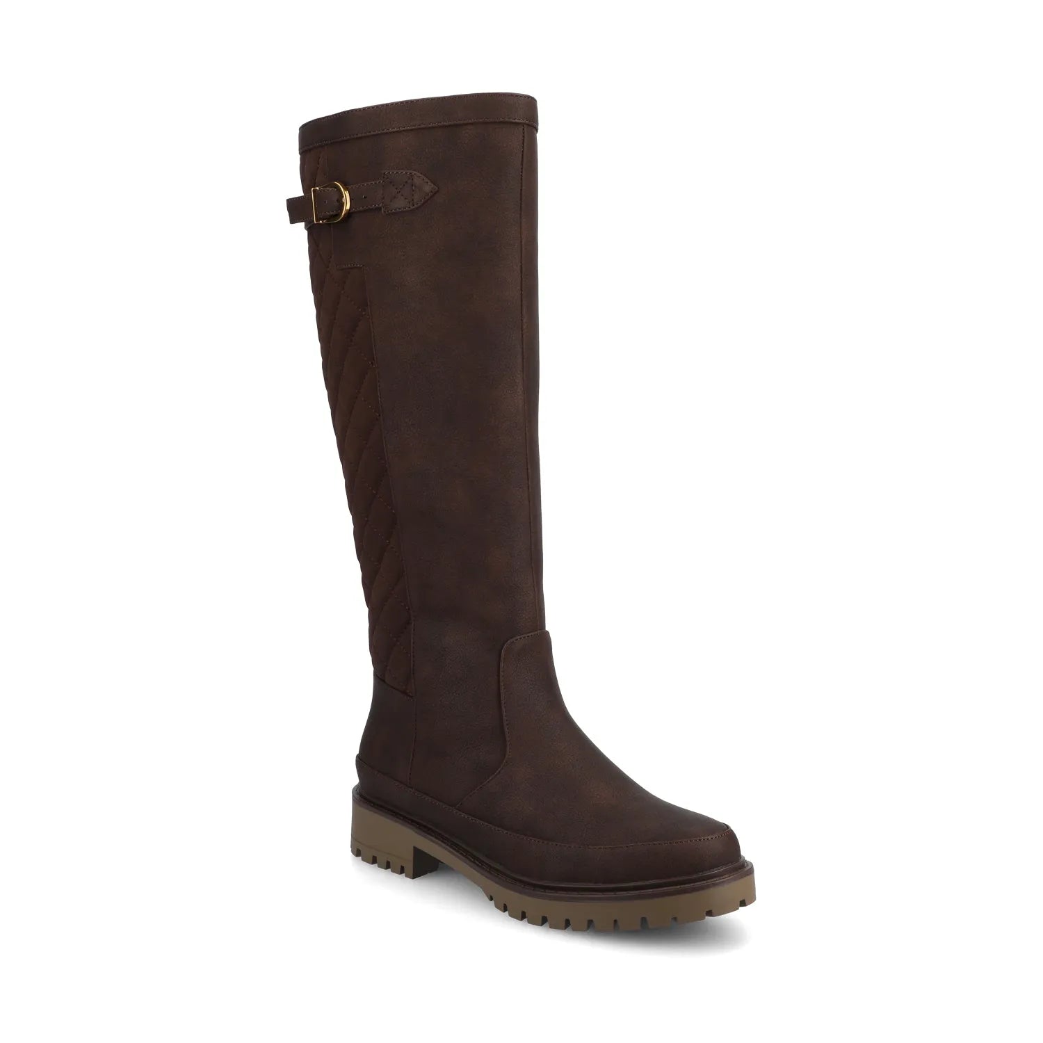 ZEMMIE Wide-Calf Quilted Boots in Vintage Chocolate