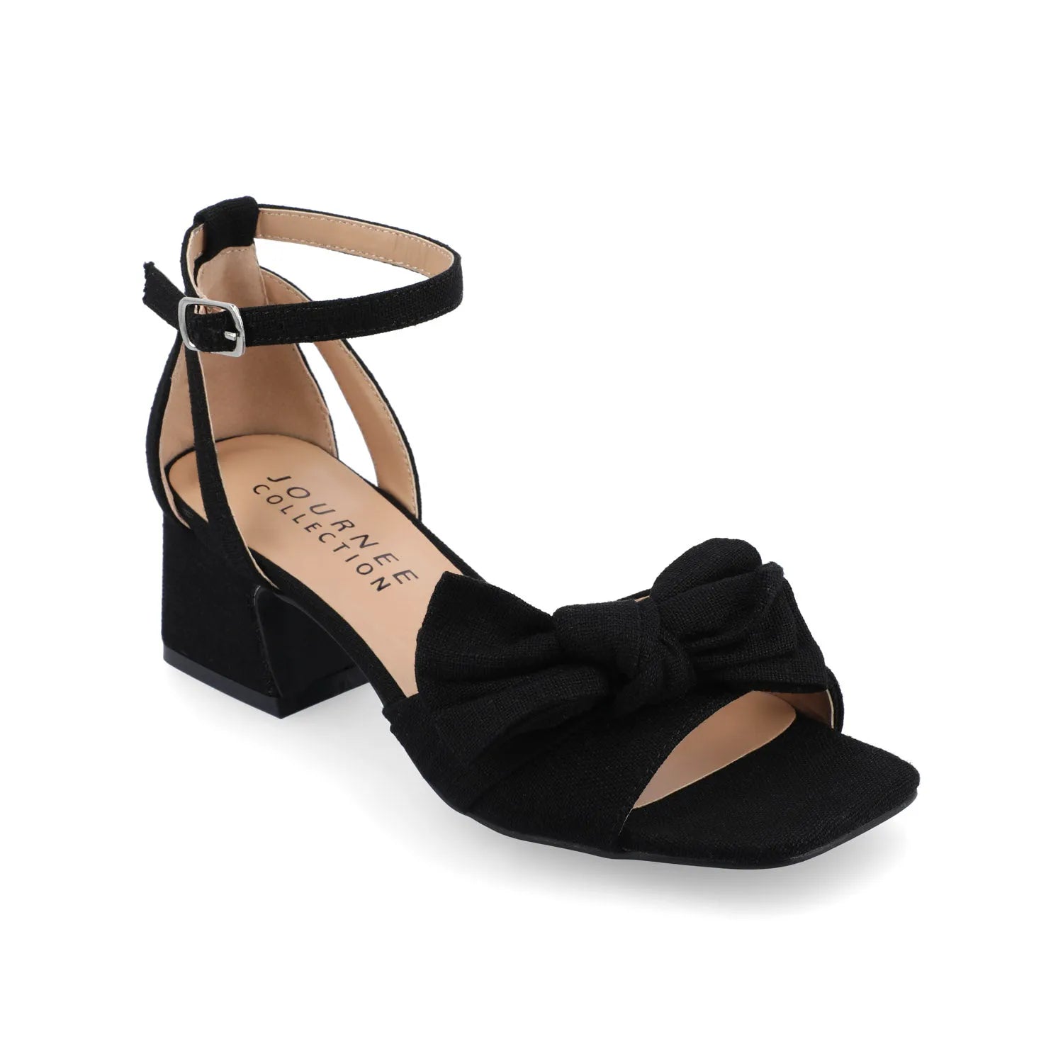 Zevi Strappy Block Heels in Wide Width - Black Fabric