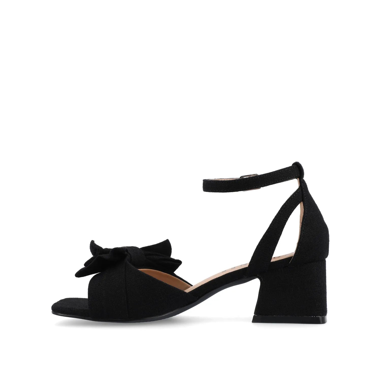 Zevi Strappy Block Heels in Wide Width - Black Fabric