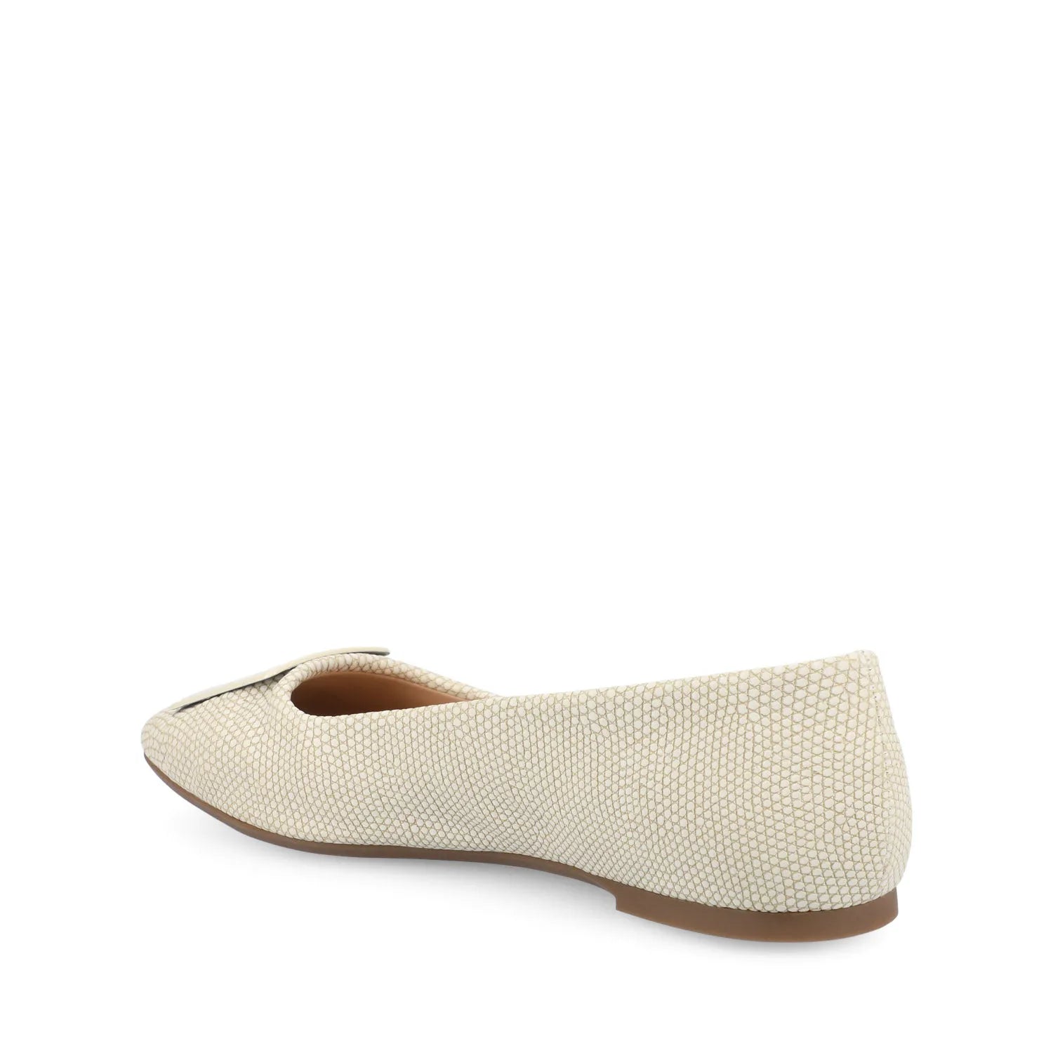 ZIMIA Square Toe Flats in Vegan Leather - Bone Lizard